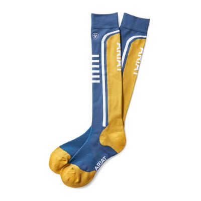 Ariat English: TEK Slimline Performance Calcetines Hombre - Azules / Amarillo (RNCXI9361)